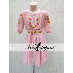 7 Роз - Молдавское национальное платье для девочек розовое